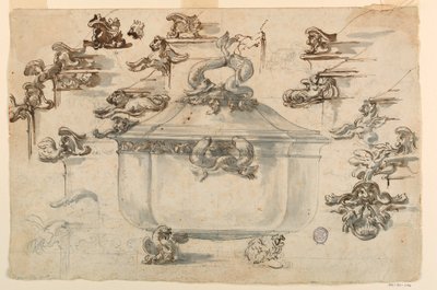 Tegning, design for sølvterrin, 1769 av Filippo Marchionni