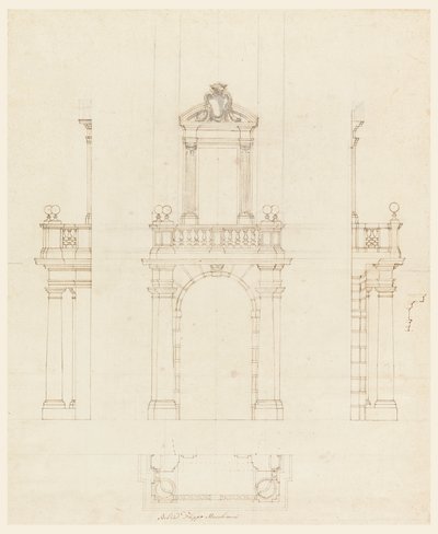 Tegning, Dørkarm og dørkarm, 1750–75 av Filippo Marchionni