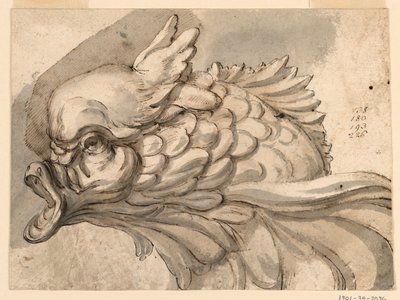 Tegning, delfinhode, ca. 1775 av Filippo Marchionni