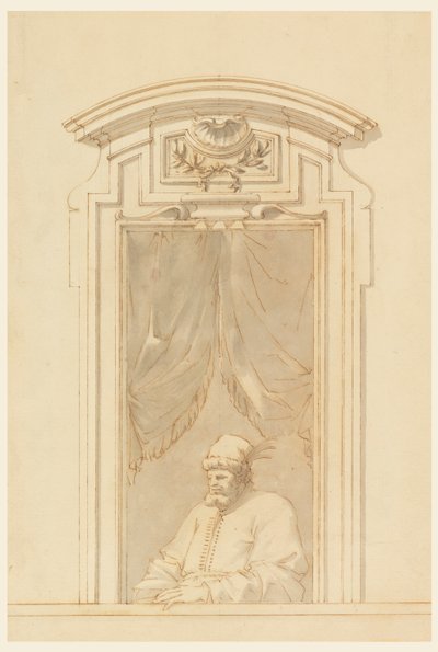 Vinduskasse og halvparten av en figur av en tyrker av Filippo Marchionni