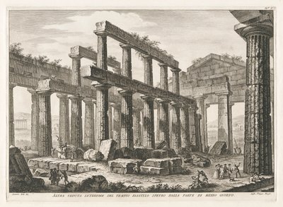 En annen innvendig utsikt over Hexastyle Hypaethral Temple fra sør, fra Antichit? av Pesto (Antiquities of Paestum) av Filippo Morghen