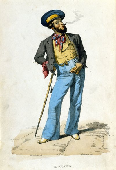 It guappo av F. Palizzi av etter "" Costumes of the kingdom of Napoli "" av De Bourcard av Filippo Palizzi