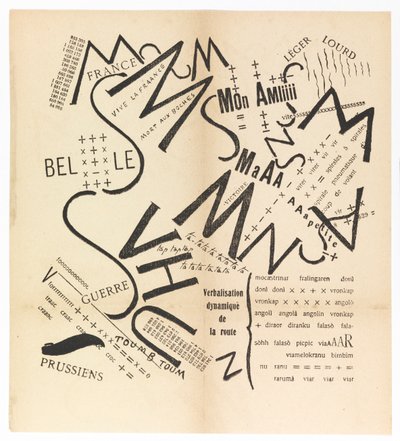 Konsonantord vokaler tall i Freedom. De futuristiske ordene, 1915. av Filippo Tommaso Marinetti
