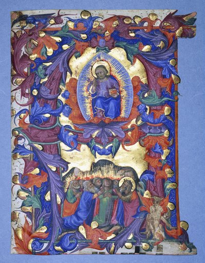 En stor historisk "A" med en skildring av himmelfarten, ca. 1450 av Filippo di Matteo Torelli