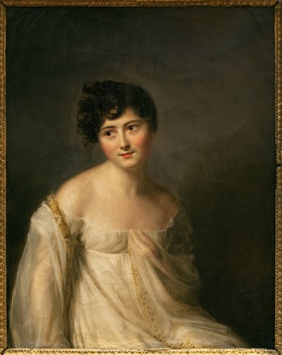 Portrett av Juliette Recamier (1777-1849) dette Madame Recamier. Maleri av Firmin Massot (1766-1849), olje på lerret, ca. 1807. Fransk kunst av Firmin Massot