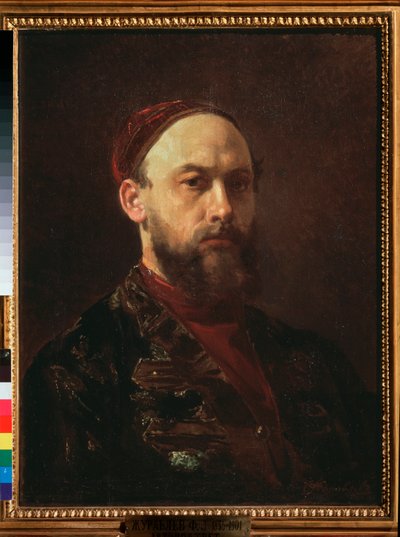 Autoportrett (Selvportrett) - maleri av Firs Sergeevich Zhuravlev (1836-1901), olje på lerret, russisk kunst fra 1800-tallet - Tretyakov-statens galleri, Moskva av Firs Sergeevich Zhuravlev