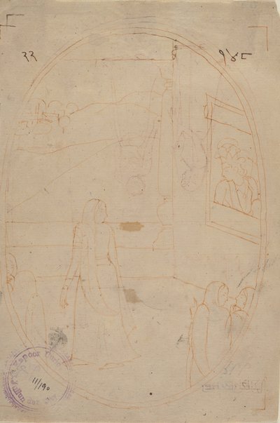Tegning for en illustrasjon fra en Sat Sai fra Bihari Lal Series: The Message of the Eyes..., ca. 178 av First generation after Nainsukh