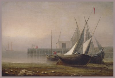 Fiskebåter ved lavvann, ca. 1850-tallet av Fitz Henry Lane