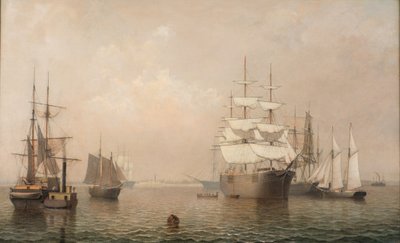 Kjøpmenn utenfor Boston Harbor, 1863 av Fitz Henry Lane
