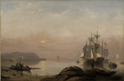Soloppgang gjennom tåke, 1852 av Fitz Henry Lane