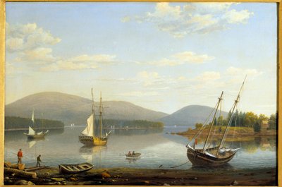 Utsikt over havnen i Somes i Maine i USA Maleri av Hugh Lane Fitz (1804-1865) 1850 Privat samling av Fitz Henry Lane