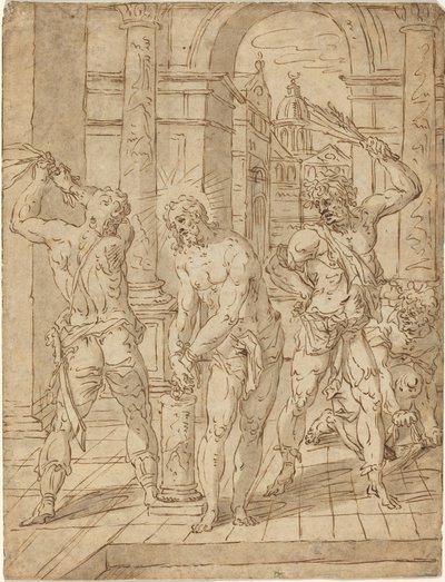 Kristi flagellasjon av Flemish 17th Century after Hendrik de Clerck