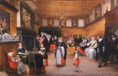 Et dåpsfest, 1629 av Flemish School