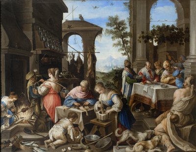 Bankett for den rike Epulone, 1600-25 av Flemish School