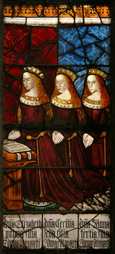 Døtrene til kong Edward IV, ca. 1480 (farget glass) av Flemish School