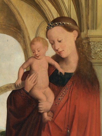 Detalj av Madonna med Petrus Wijts (olje på panel) av Flemish School