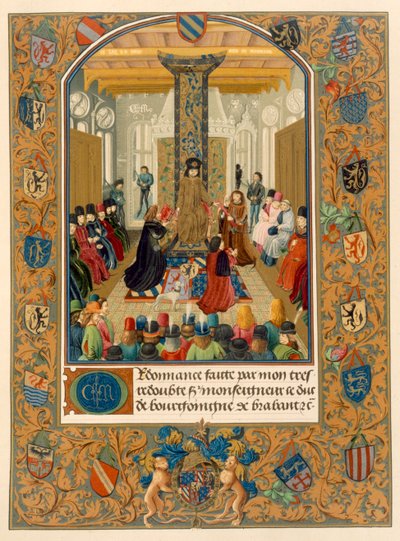 Hertug Charles le Temeraire midt i hoffet sitt med ridderne av ordenen av det gylne skinn, 1473 av Flemish School