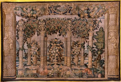 flamsk billedvev. Series Galleries with animals or Galleries of espaliers (Galleries with animals or Galleries of espaliers 10). Andre i serien. Silke og ull. 17. århundre. av Flemish School
