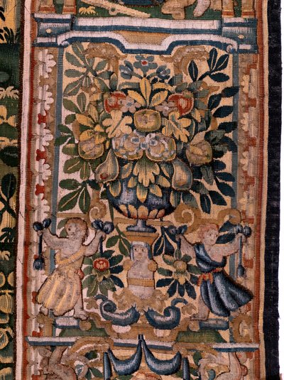 flamsk billedvev. Serien Story of Cyrus. No V Kamp mellom to krigere og Cyrus død (Combate de dos guerreros y muerte de Ciro). Anonym, basert på Michiel Coxcie. Atelier Antwerpen. Silke og ull. Ca 1590. av Flemish School