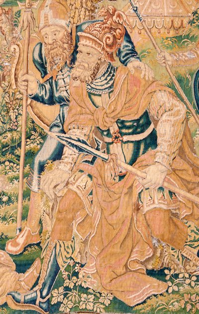 flamsk billedvev. Serien Judiths bok. Halshuggingen av Holofernes (La decapitación de Holofernes). Syvende billedvev i serien. Produksjon Nederland, Brussel(?). Andre halvdel av 1500-tallet. Stoff Ull. Plassering Saint Nicholas kirke av Flemish School
