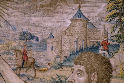 flamsk billedvev. Serien The History of Saint John the Baptist: The Baptism of Christ (Het doopsel van Christus). Brussel atelier. 1515-1520. av Flemish School