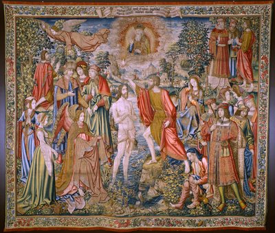 flamsk billedvev. Serien The History of Saint John the Baptist: The Baptism of Christ (Het doopsel van Christus). Brussel atelier. 1515-1520. av Flemish School