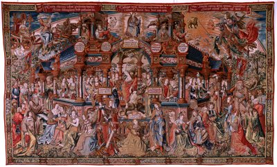 flamsk billedvev. Serien The Honours. Dyd (La Virtu, El Vicio). Åttende billedvev i serien. Modelltegnere fra kretsen til Bernard van Orley og Jan Gossaert (Mabuse). Produksjon Pieter van Aelst, Brussel. Ca 1550. Stoff Gull, sølv, silke a av Flemish School