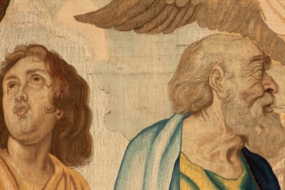 flamsk billedvev. Serien Nattverdens triumf. De fire evangelistene (Los cuatro evangelistas). Elvte billedvev i serien. Modell Peter Paul Rubens. 1626-1628. Produksjon Jan II Raes, Hans Vervoert, Jacques Fobert, Brussel av Flemish School