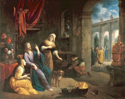Jesus hjemme hos Marta og Maria av Flemish School