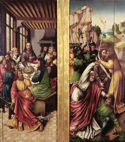 Judas kyss og nattverd, ca. 1500 av Flemish School