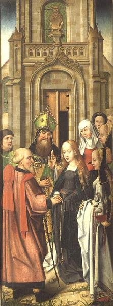 M.25 The Marriage of the Virgin, tidlig på 1500-tallet (høyre panel av triptyk) (se også 69683 og 69684) av Flemish School