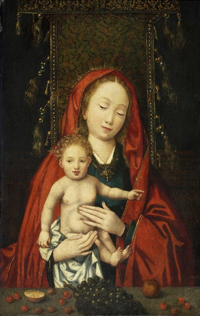 Madonna og barn, ca. 1500 (olje på panel) av Flemish School