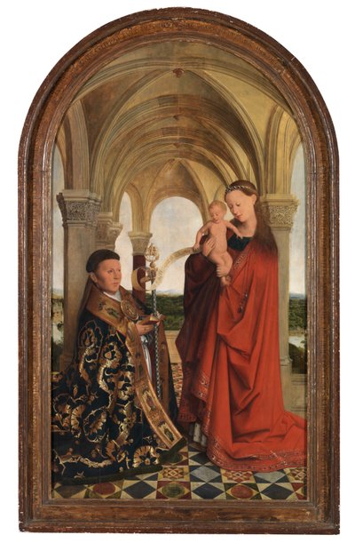 Madonna med Petrus Wijts (olje på panel) av Flemish School
