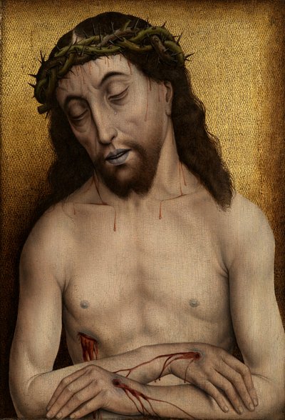 Man of Sorrows (olje på panel) av Flemish School