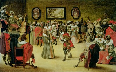 Monkeys and Cats at a Masked Ball, 1632 (se 204408) av Flemish School