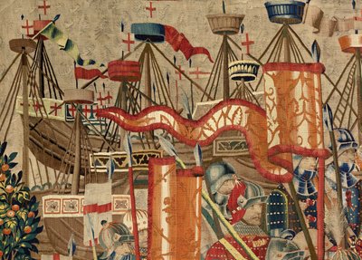 Parish museum for gobeliner (Parish Museum of Pastrana Tapestries). flamsk billedvev. Ta av Asilah (Take of Asilah, Assault on Asilah, De inname van Arzila). Seriens erobringer av kong Alfonso I av Portugal. Tournai. av Flemish School