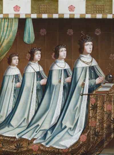 Portrett av Henrik VII med sine tre sønner, Arthur, Henrik og Edmund, ca. 1510 (olje på lerret) av Flemish School