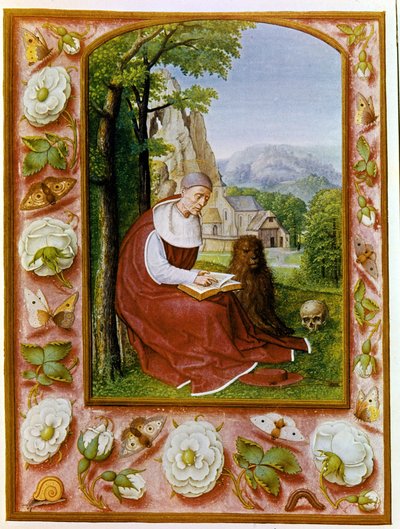 Portrett av Saint Jerome. Bréviaire Grimani dateres fra 1490 - 1510 av Biblioteca Marciana, Venezia. av Flemish School