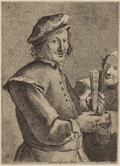 Portrett av en smilende ung mann av Flemish School