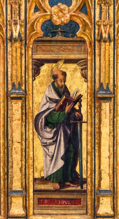 Relikviekiste, Saint Paul holder en åpen bok og et sverd av Flemish School