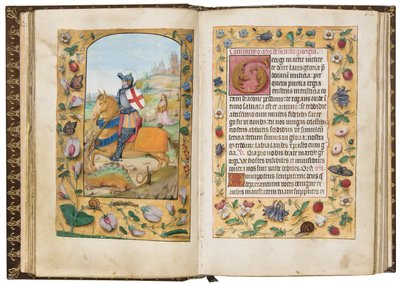St George, illustrasjon fra 'A Book of Hours According to the Use of Sarum, c.1500 (vellum) av Flemish School