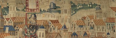 Tapet som viser erobringene av kong Alfonso V av Portugal (Conquistas de Alfonso V de Portugal), Tournai. Detalj. (Ull og silke) av Flemish School