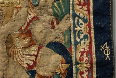 Tapet som viser erobringene av kong Alfonso V av Portugal (Conquistas de Alfonso V de Portugal), Tournai. Detalj. (Ull og silke) av Flemish School