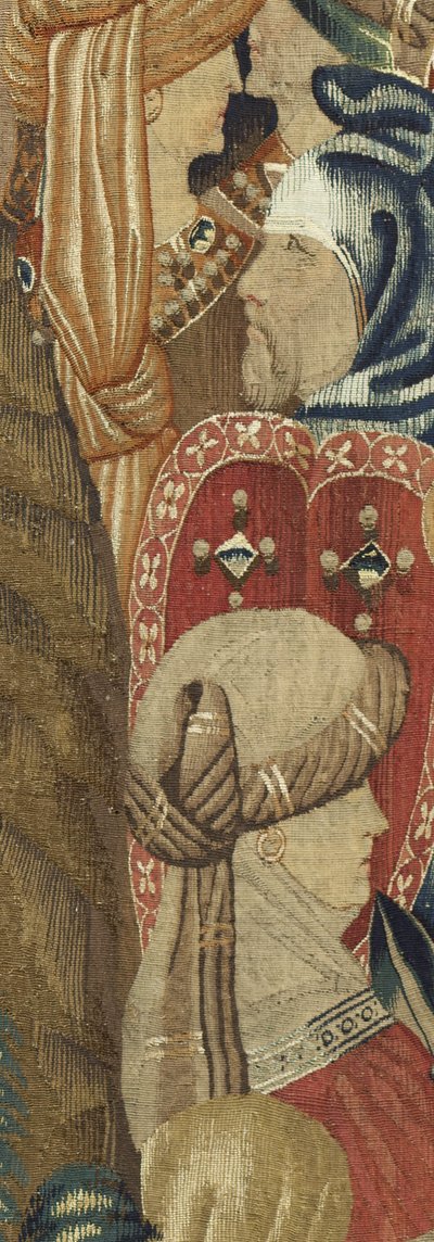 Tapet som viser erobringene av kong Alfonso V av Portugal (Conquistas de Alfonso V de Portugal), Tournai. Detalj. (Ull og silke) av Flemish School