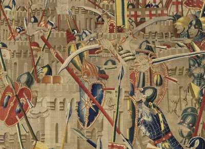 Tapet som viser erobringene av kong Alfonso V av Portugal (Conquistas de Alfonso V de Portugal), Tournai. Detalj. (Ull og silke) av Flemish School