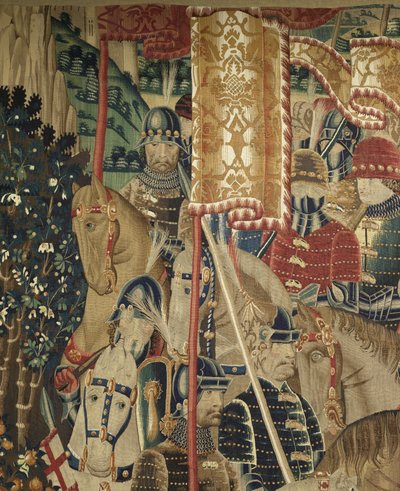 Tapet som viser erobringene av kong Alfonso V av Portugal (Conquistas de Alfonso V de Portugal), Tournai. Detalj. (Ull og silke) av Flemish School
