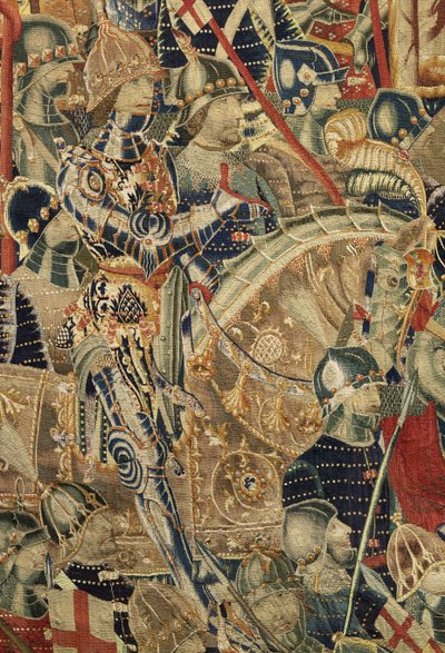 Tapet som viser erobringene av kong Alfonso V av Portugal (Conquistas de Alfonso V de Portugal), Tournai. Detalj. (Ull og silke) av Flemish School