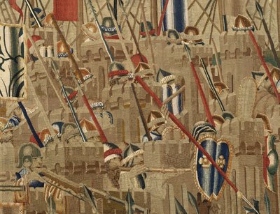 Tapet som viser erobringene av kong Alfonso V av Portugal (Conquistas de Alfonso V de Portugal), Tournai. Detalj. (Ull og silke) av Flemish School