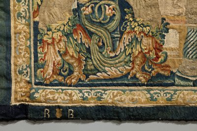 Tapet som viser erobringene av kong Alfonso V av Portugal (Conquistas de Alfonso V de Portugal), Tournai. Detalj. (Ull og silke) av Flemish School