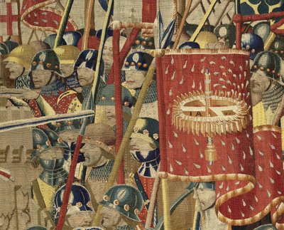 Tapet som viser erobringene av kong Alfonso V av Portugal (Conquistas de Alfonso V de Portugal), Tournai. Detalj. (Ull og silke) av Flemish School